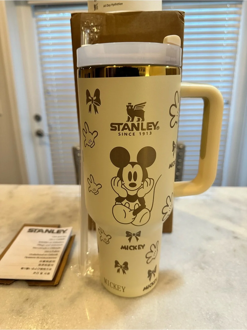 Stanley Disney Mickey Mouse Cream & Gold Limited Edition 40oz Quencher Tumbler - Picture 6 of 11